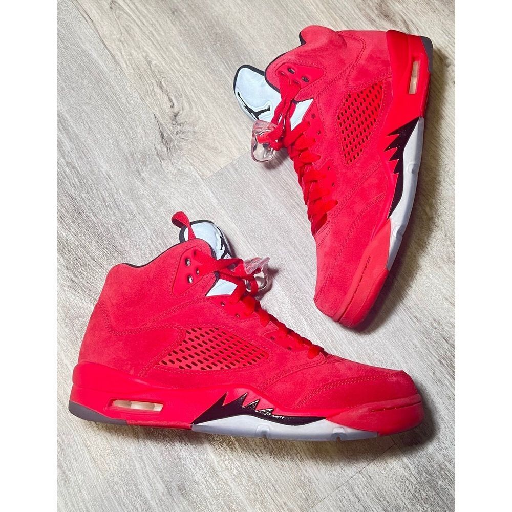 Air Jordan 5 Retro Red Suede Basketball Sneakers High Top Athletic Shoes